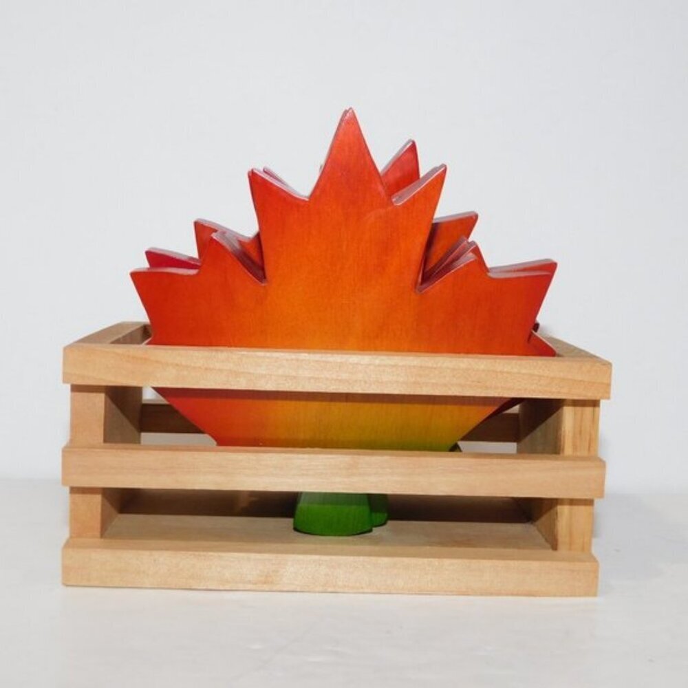 Maple Leaf Wooden Coasters with Storage Canada Set of 6 Canadian - Picture 3 of 6